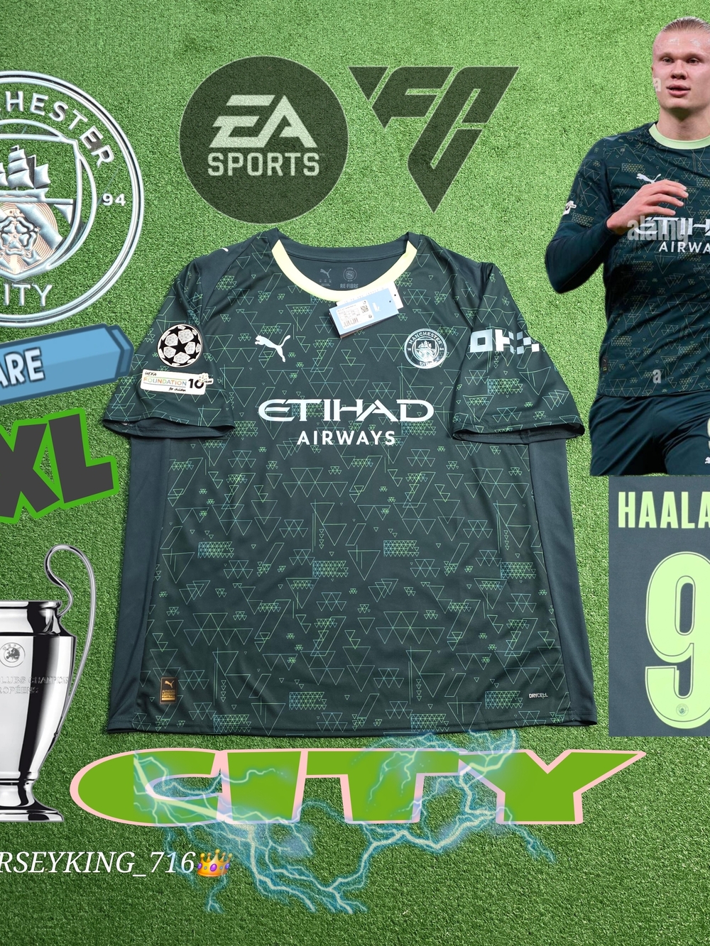 Puma Manchester City Erling Haaland #9 2025/2026 Fourth EA Sports Jersey UCL